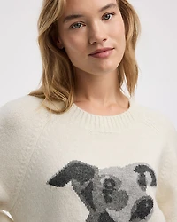 Pull à manches longues et col rond avec chien