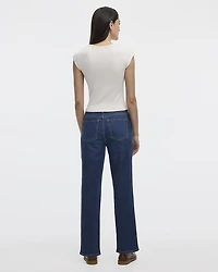Extended-Sleeve Crew-Neck Ribbed Top