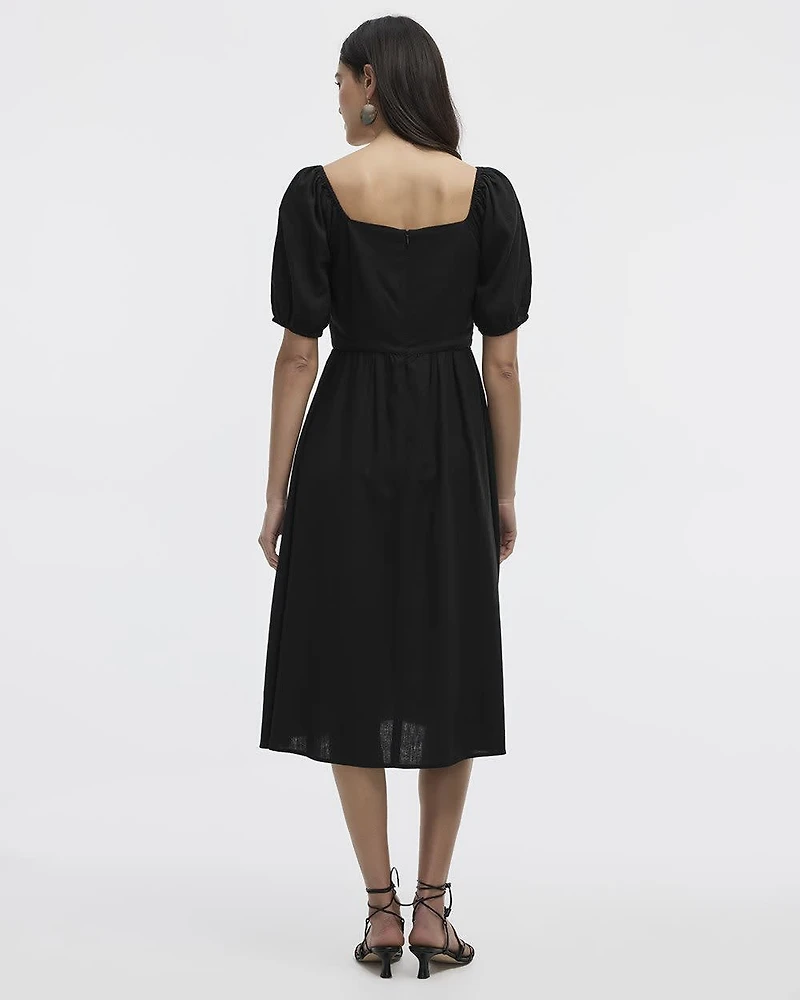 Milkmaid Midi Dress with Bubble Sleeves