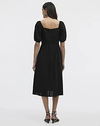 Milkmaid Midi Dress with Bubble Sleeves