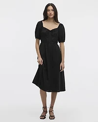 Milkmaid Midi Dress with Bubble Sleeves