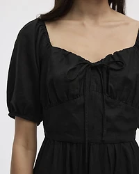 Milkmaid Midi Dress with Bubble Sleeves