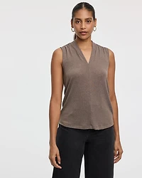 Haut scintillant sans manches à col V