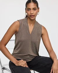 Haut scintillant sans manches à col V