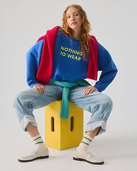 Long-Sleeve Crew-Neck Fleece Sweatshirt with Quotes