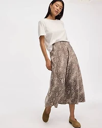 A-Line Midi Satin Skirt