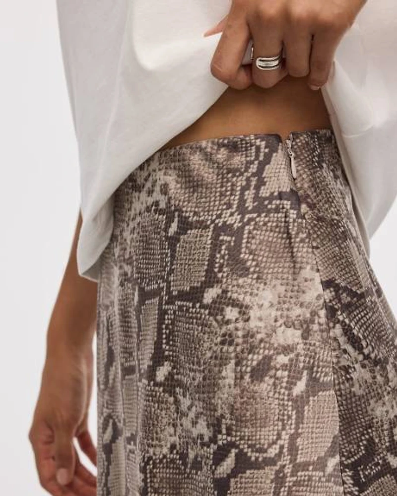 A-Line Midi Satin Skirt