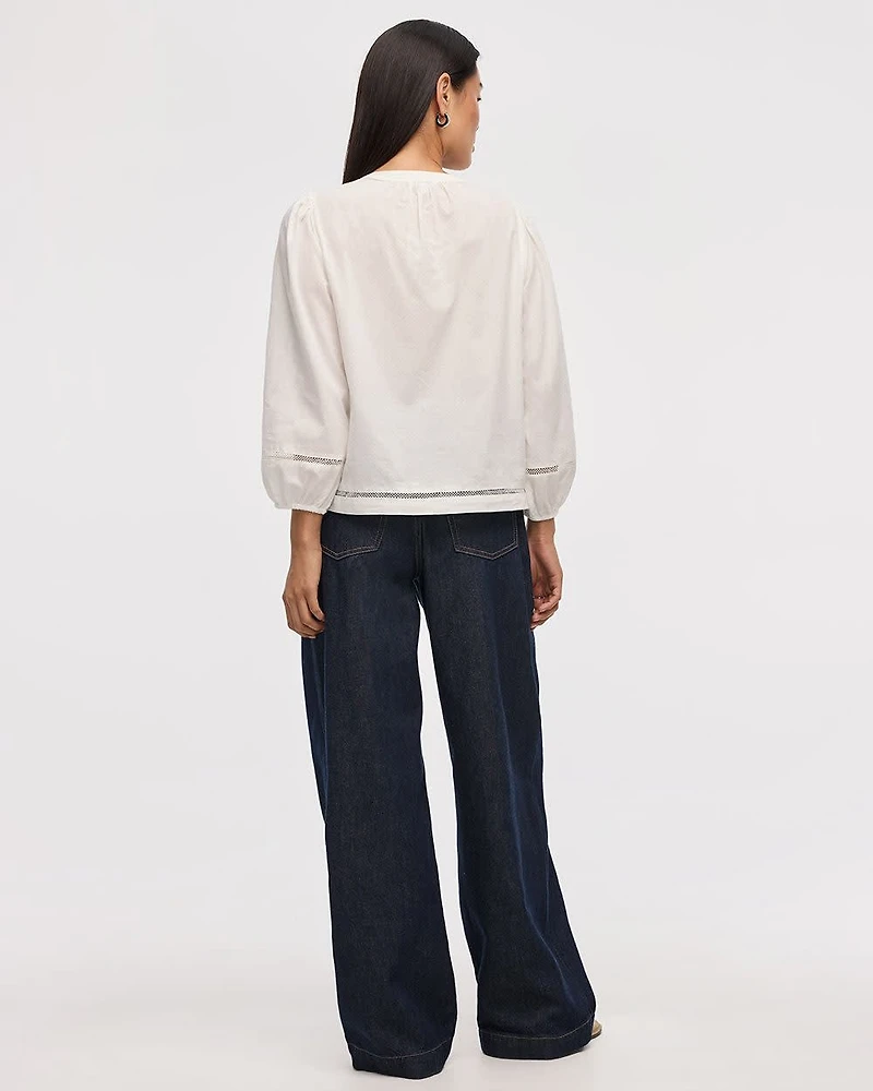 Blouse with Fagoted Details