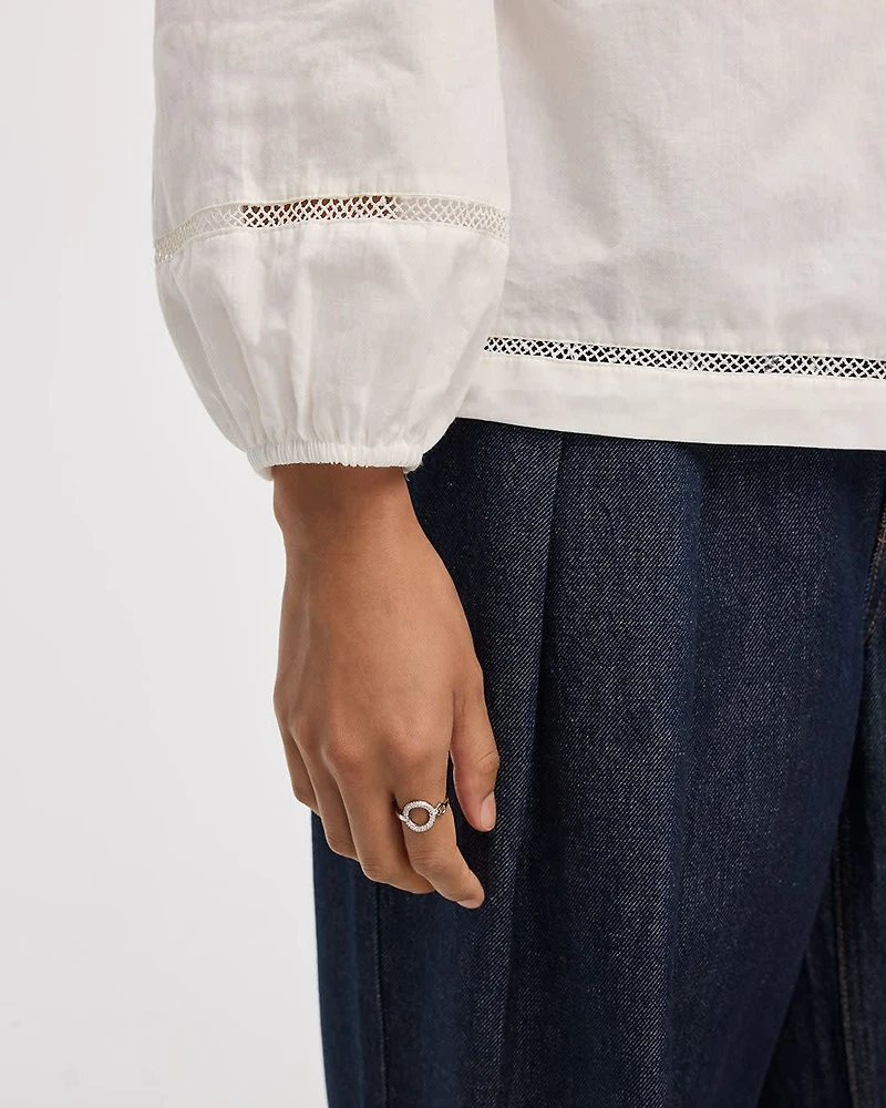 Blouse with Fagoted Details
