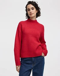 Long-Sleeve Mock-Neck Loose Pullover