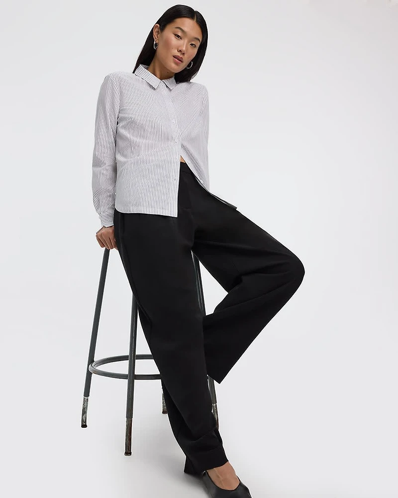 Wide-Leg Mid-Rise Pants