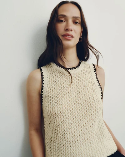 Crew-Neck Tank with Contrast Trims