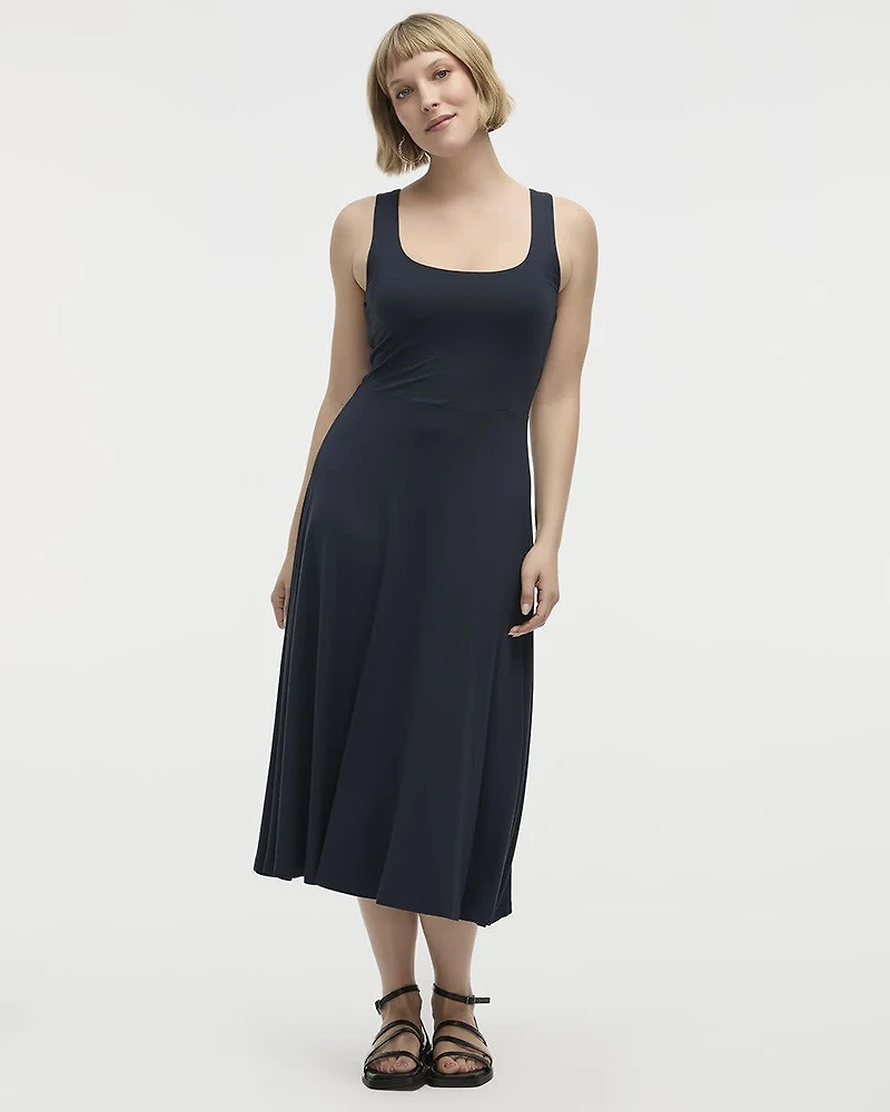 Sleeveless Midi Dress with Square Neckline