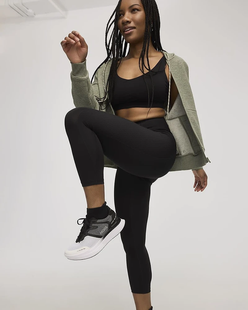 High-Rise Pulse Capri Legging with Ribbed Inserts
