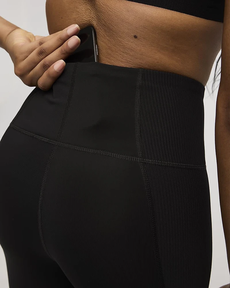 High-Rise Pulse Capri Legging with Ribbed Inserts