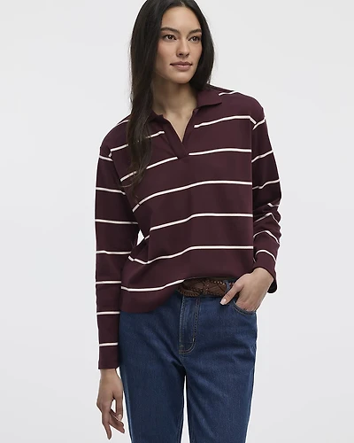 Striped Long-Sleeve Rugby-Style Top