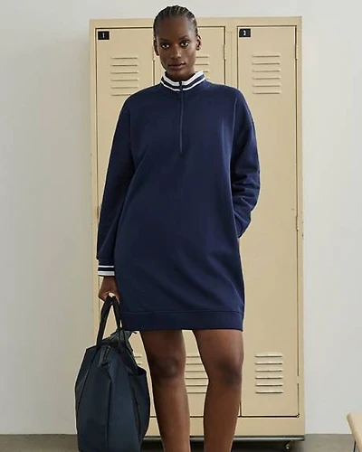 Robe en molleton à manches longues et col montant demi-zip