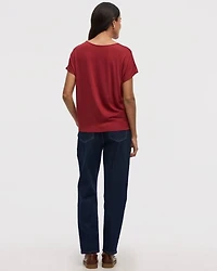 Short-Dolman-Sleeve Boat-Neck T-Shirt