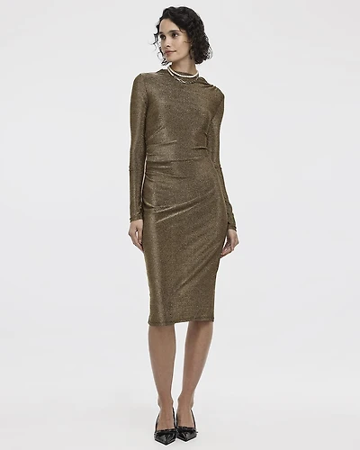 Robe midi moulante à manches longues