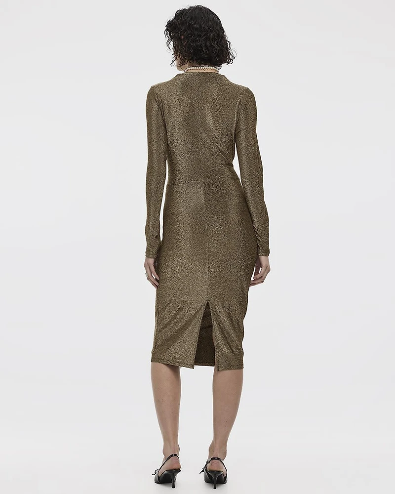 Robe midi moulante à manches longues