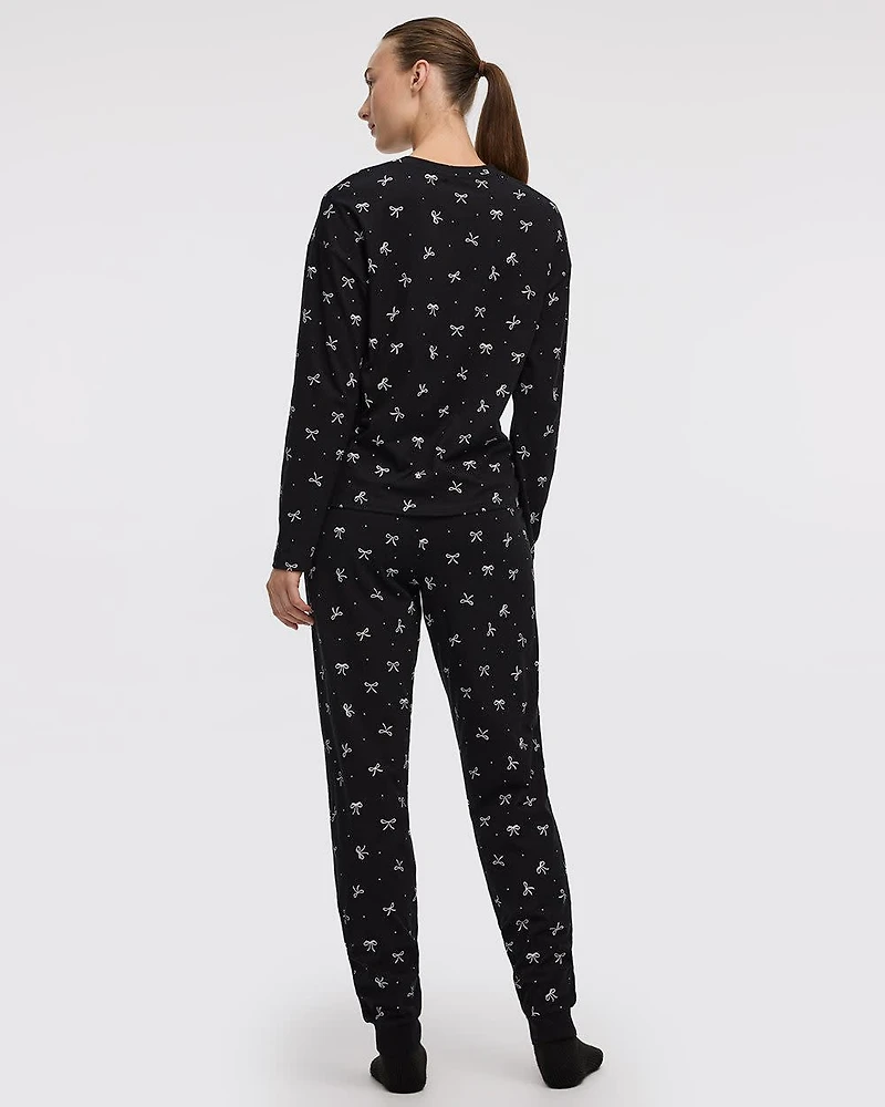 Long-Sleeve Top and Jogger Cotton Pyjama Set
