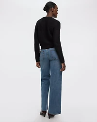 Long-Sleeve Crew-Neck Fitted Cardigan