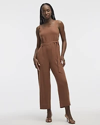 Straight-Leg Sleeveless Jumpsuit with Square Neckline