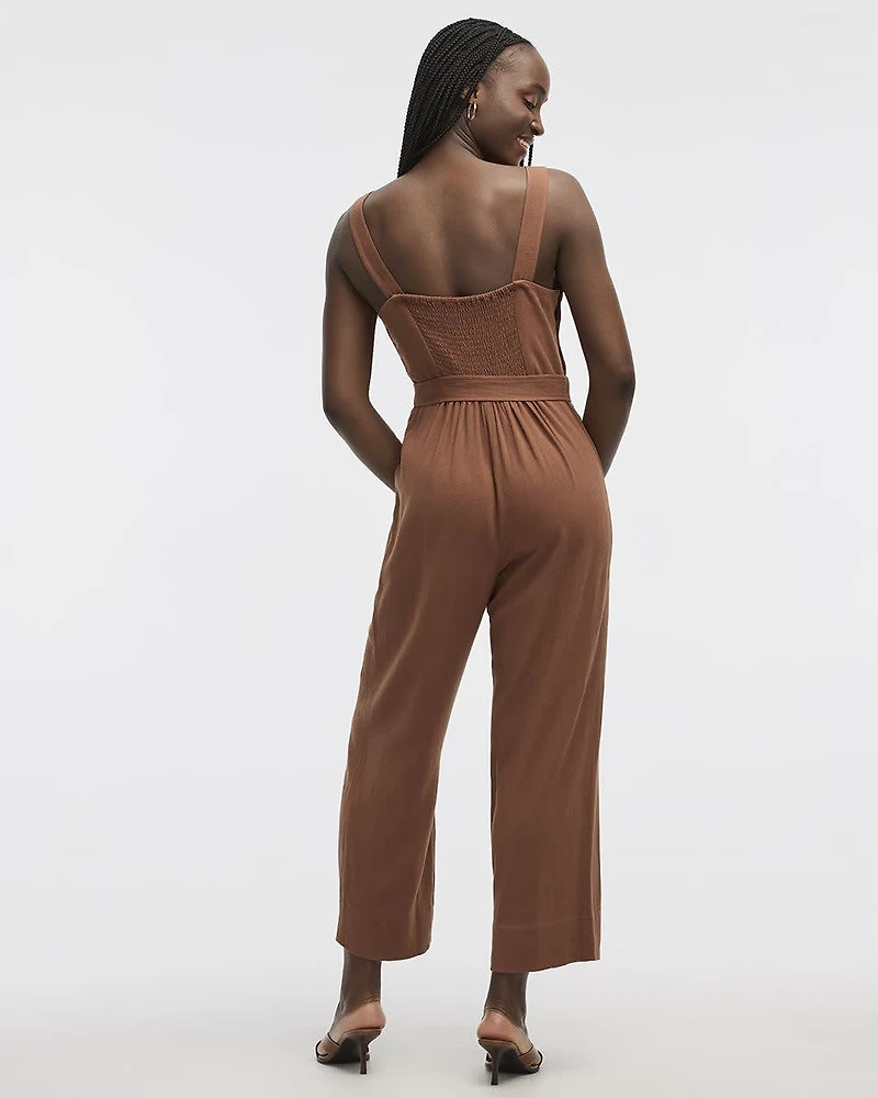 Straight-Leg Sleeveless Jumpsuit with Square Neckline