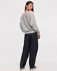 Merino-Blend Long-Sleeve Boat-Neck Sweater