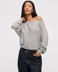 Merino-Blend Long-Sleeve Boat-Neck Sweater