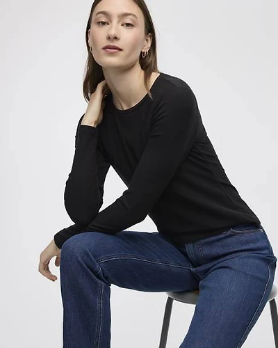 Long-Sleeve Crew-Neck Ribbed Tee