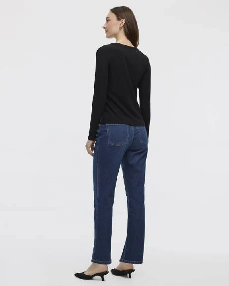 Long-Sleeve Crew-Neck Ribbed Tee