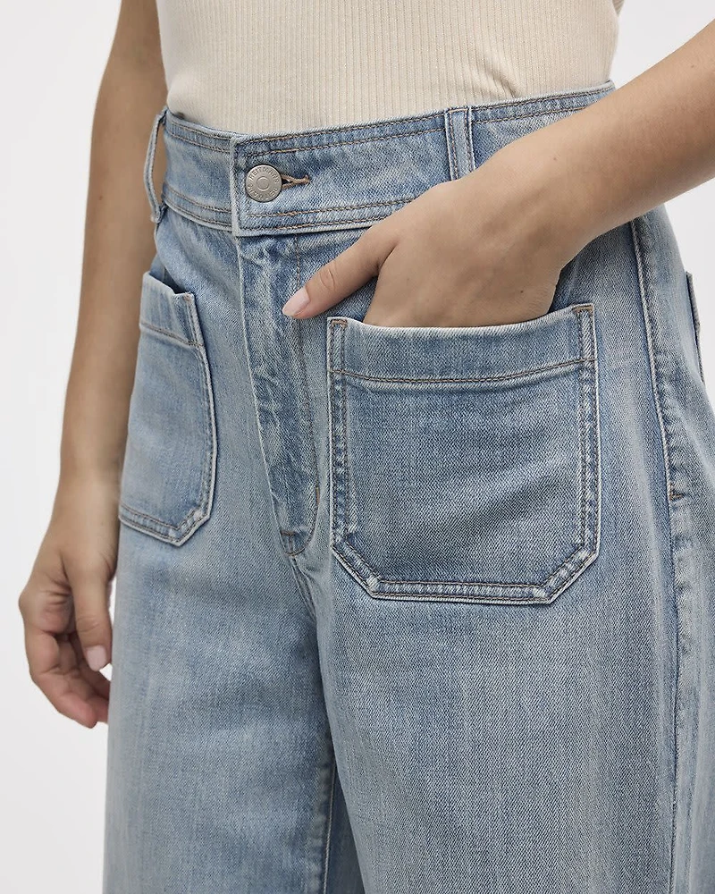 Wide-Leg High-Rise Jean with Patch Pockets