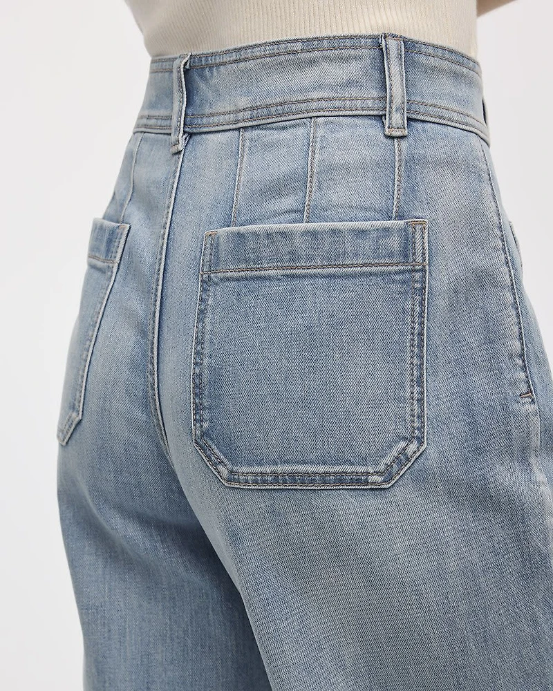 Wide-Leg High-Rise Jean with Patch Pockets