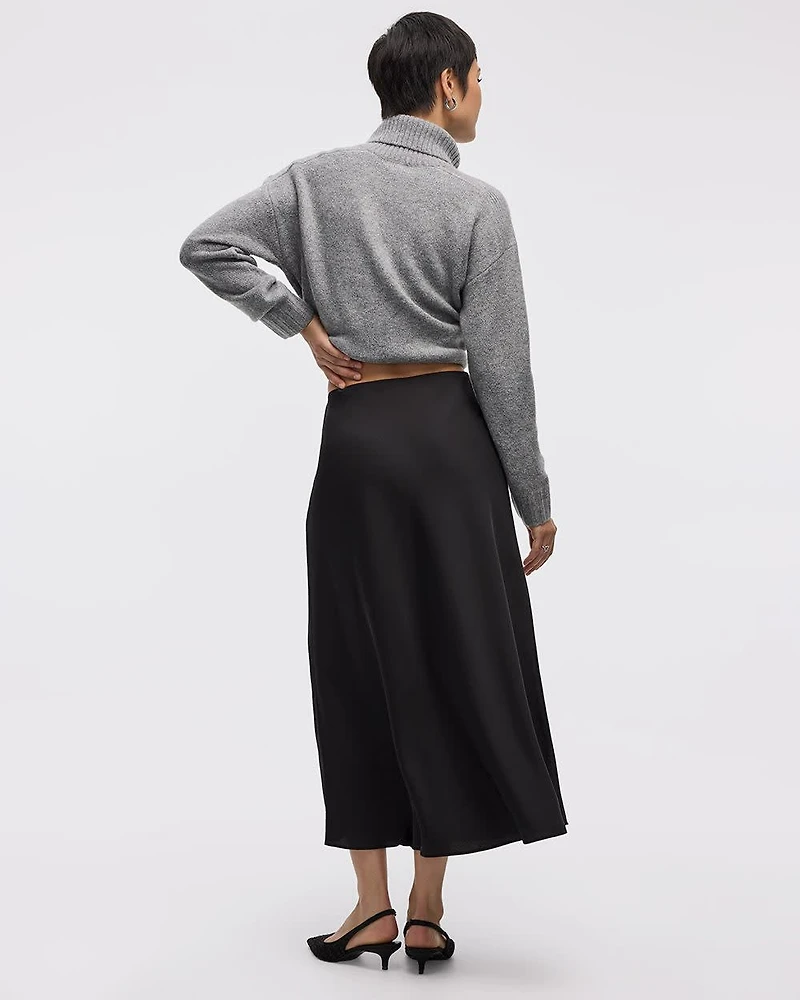 Satin A-Line Midi Skirt