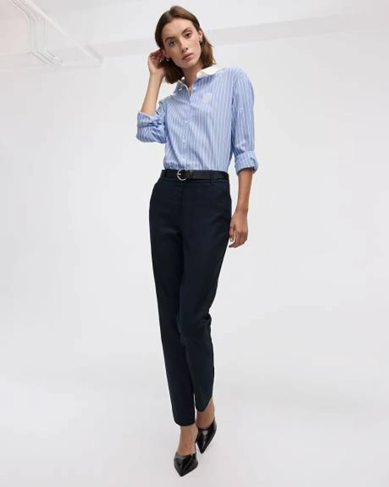 Pantalon cheville à taille haute et jambe étroite