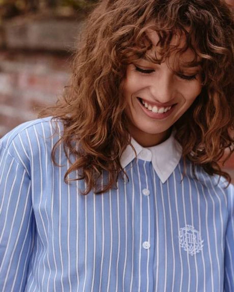 Chemise rayée à manche lonhues avec emblème