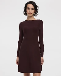 Long-Sleeve Boat-Neck Mini Dress
