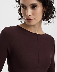 Long-Sleeve Boat-Neck Mini Dress