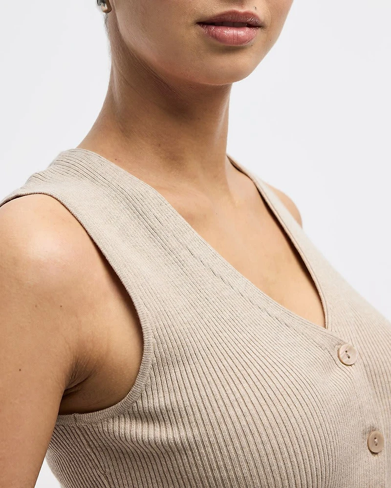 V-Neck Ribbed Vest