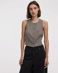 Houndstooth Sleeveless Crew-Neck Vest