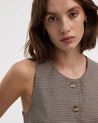 Houndstooth Sleeveless Crew-Neck Vest