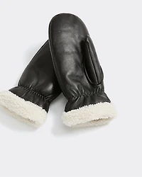 Leather Mitts with Sherpa Lining
