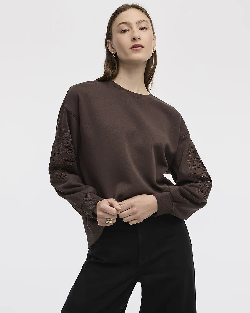 Long-Sleeve Crew-Neck Fleece Sweatshirt