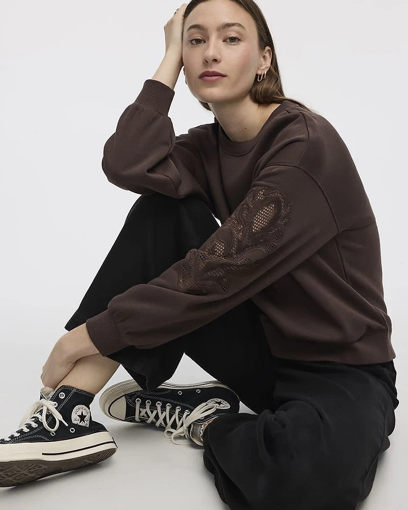 Long-Sleeve Crew-Neck Fleece Sweatshirt
