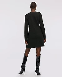 Long-Sleeve Crew-Neck Swing Sweater Dress