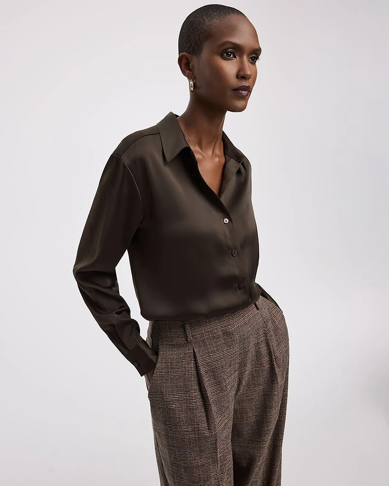 Chemise en satin à manches longues