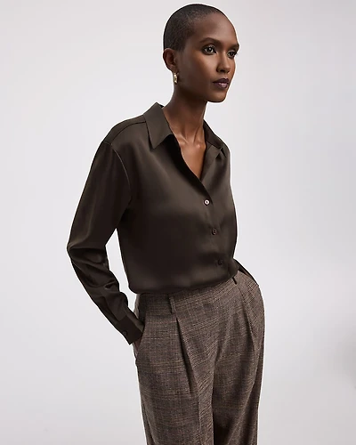 Chemise en satin à manches longues