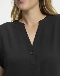 Short-Sleeve Loose Dress with Split Neckline