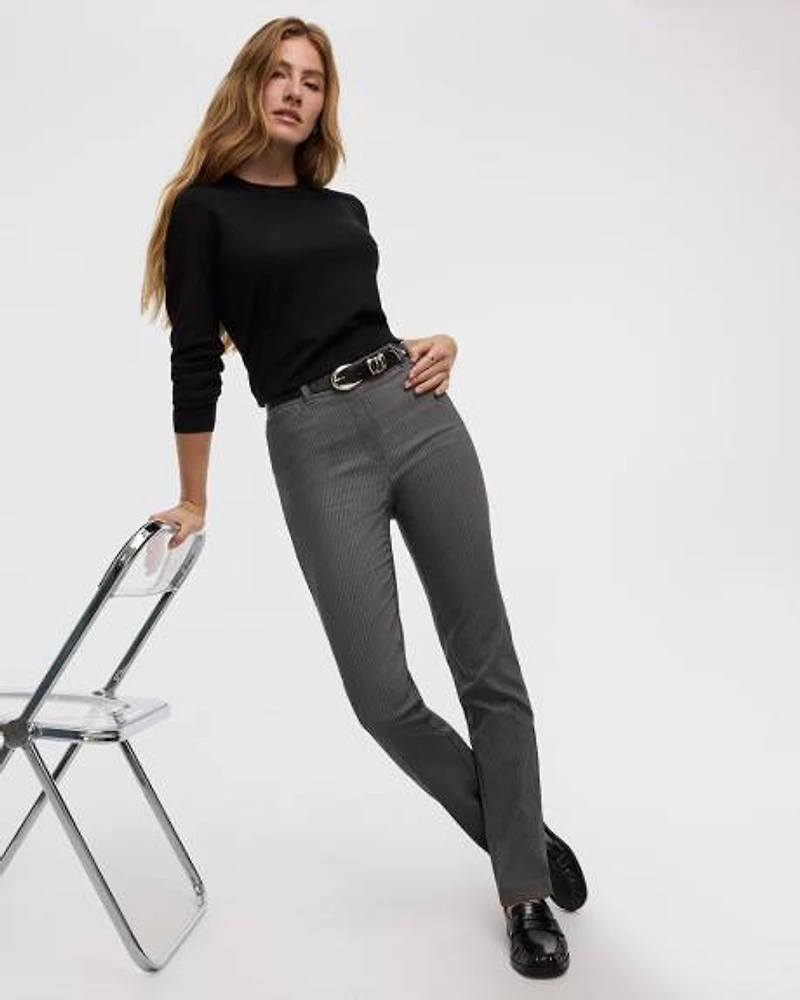 Pantalon pied-de-poule à jambe droite et taille haute